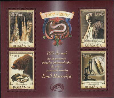 ROMANIA 2007 LP 1753 a EMIL RACOVITA BLOC MNH foto