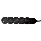 Prelungitor Hoff Line 4 prize, 3 m, 3500W, 3 x 1.5 mmp, intrerupator, negru