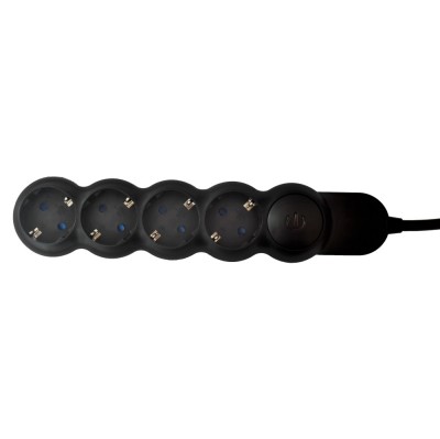Prelungitor Hoff Line 4 prize, 3 m, 3500W, 3 x 1.5 mmp, intrerupator, negru foto