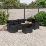 Cumpara ieftin Gossi set mobilier de gradina cu perne, 8 piese, negru, poliratan