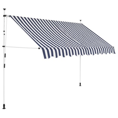 Gossi copertina retractabila manual, dungi albastru si alb, 250 cm foto