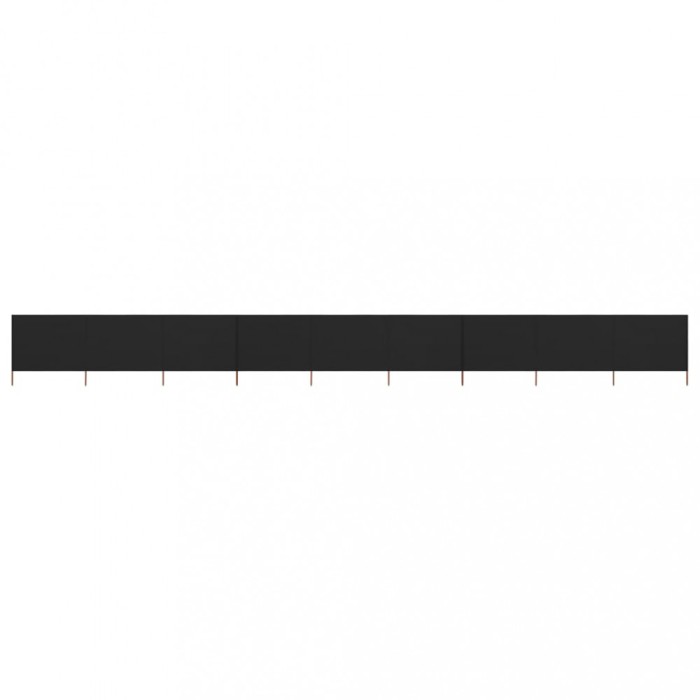 Paravan anti-v&acirc;nt cu 9 panouri, negru, 1200 x 120 cm, textil