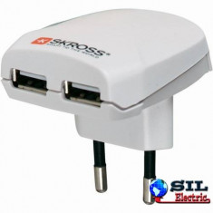 Alimentator 220V -&amp;gt; USB 5V 2100mA 2xUSB Skross foto