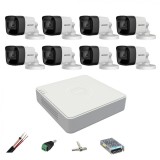 Sistem de supraveghere Hikvision 8 camere exterior 8MP, 4 in 1, IR 30m, DVR 8 canale 4K 8MP, accesorii