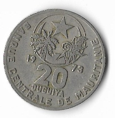Moneda 20 ouguiya 1973 - Mauritania foto