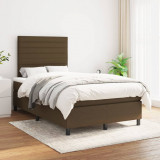 Cumpara ieftin Pat box spring cu saltea, maro &icirc;nchis, 120x200 cm, textil