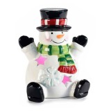 Figurina Craciun Om Zapada ceramica multicolora cu led 9x7.5x11.5 cm