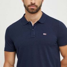 Tommy Jeans polo de bumbac culoarea bleumarin, uni DM0DM18312