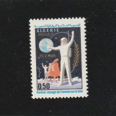 Algeria 1969-Spatiu,Astronauti pe Luna,serie o valoare,dantelata,MNH,Mi.533