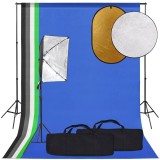Set studio foto cu lampa softbox, fundal si reflector