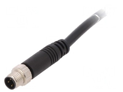 Conector M8 2m tată PIN 3 drept cu manşon şi cabluri foto