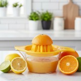 Storcator manual de citrice Koken, Plastic PP, BPA Free, Presa robusta de citrice pentru sucuri, Cu Vas Colector si Sita, - Gray