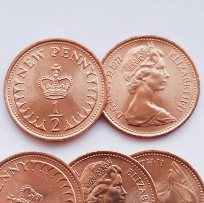 01B15 Marea Britanie UK Anglia 1/2 penny 1971 Elizabeth II km 914 UNC foto