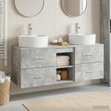 Cumpara ieftin Set dulap baie 3 buc. Gri Beton 129 x 44,5 x 82 cm