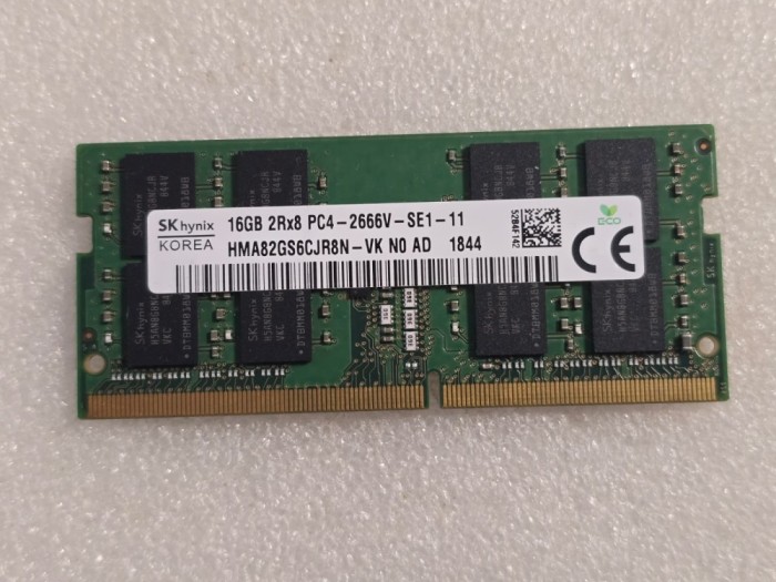 Memorie Laptop Hynix, 16GB DDR4, 2Rx8, PC4-2666V,CL19, HMA82GS6CJR8N-VK