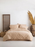 Lenjerie de pat pentru o persoana, 2 piese, 140x200 cm, 100% bumbac, Limasso, Standart Stonewashed, bej