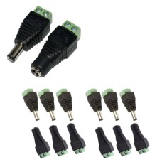 Set 6 conectori alimentare CCTV 2.1 5.5 mm cu fixare prin surub, adaptoare mama si tata pentru camere supraveghere, DVR si alimentare 12V