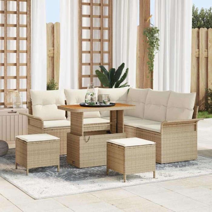 vidaXL Set de canapele pentru grădină 8 pcs Bej poliratan
