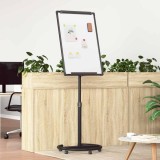 vidaXL Tablă albă magnetică cu roata Alb și negru 62 x 62 x 195 cm EPS 42019279