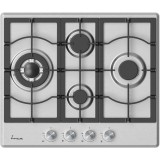 Plita incorporabila Fram FBH-M4IWF-SS, Gaz, 4 arzatoare, Gratar fonta, Wok, Aprindere electrica, Dispozitiv de siguranta, 60 cm, Inox