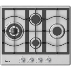 Plita incorporabila Fram FBH-M4IWF-SS, Gaz, 4 arzatoare, Gratar fonta, Wok, Aprindere electrica, Dispozitiv de siguranta, 60 cm, Inox