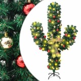 Cumpara ieftin Cactus de Craciun cu suport si LED, verde, 180 cm, PVC