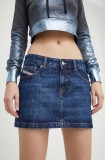 Diesel fustă din denim culoarea bleumarin, mini, dreaptă A04935.09I27