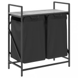 Cos de rufe 2 compartimente cu raft sonoma gri, DKD Home Decor