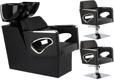 Set Scafa coafor profesionala unitate de spalare Bianka + 2 x Scaun pentru coafura rotative hidrauli foto