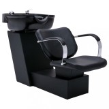 Cumpara ieftin Scaun salon șamponare cu lavoar negru, 137x59x82 cm, piele eco