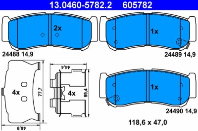 ATE 13.0460-5782.2 set placute frana,frana disc foto
