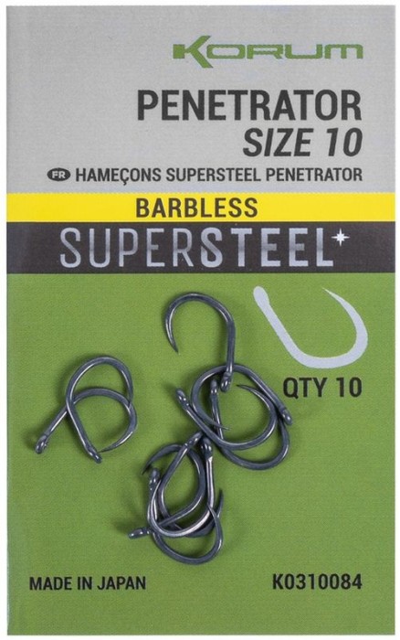 Carlige KORUM Supersteel Penetrator Hooks Barbless, Nr.12, 10buc/pac