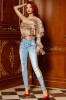 Blugi Dama FOGGI Talie Inalta Rupturi Denim Imprimeu Sarpe, S, M, S/M