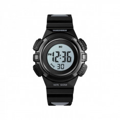 Ceas de copii sport SKMEI 1485 waterproof 5ATM cu alarma, cronometru, data si iluminare ecran, negru foto