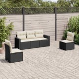 Cumpara ieftin Set mobilier de grădină cu perne, 5 piese, negru, poliratan