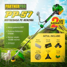 Motocoasa pe benzina PartnerPro PP57 , 6CP, 52CC, 2T Innovative ReliableTools foto