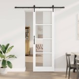 Ușă Glisantă cu Set de Accesorii Alb 78x232 cm Din Lemn Solid de Pin