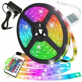 Cumpara ieftin Banda LED RGB 4,5 m cu telecomanda, 12V, clasa energetica A, impermeabilitate IP 65, Oem