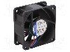 Ventilator 60x60x25mm, 12V DC, volum aer 43m3/h, lagar cu glisare, EBM-PAPST - 612NGH