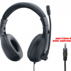 Casti Gaming cu microfon, Active X3 Pro, stereo, negru, model mare ,1 x jack 3.5mm 4pini (mixt casti si microfon)