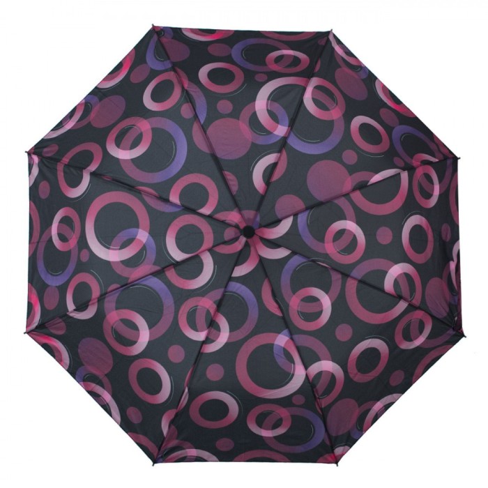 Umbrelă Pliabilă Auto Open, NGR, Cercuri Fucsia
