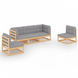 Set mobilier de gradina, 5 piese, cu perne, lemn masiv de pin