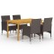 vidaXL Set de servit masa pentru grădină, 5 piese, cu perne, maro 3095865