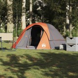 VidaXL Cabină cort de camping 4 persoane gri și portocaliu impermeabil