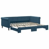 Cumpara ieftin Pat de zi cu extensie, albastru, 100x200 cm, catifea