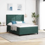 Cumpara ieftin Pat cu arcuri cu benzi LED Verde 140 x 190 cm Catifea