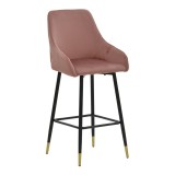 Cumpara ieftin Scaun de bar Lithe picioare metal auriu negru - catifea mar putred 47x44x98cm
