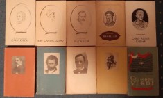 10 vol. colectia OAMENI DE SEAMA (Babeș, Eminescu, Verne, Pasteur, Caesar, Verdi etc.) - biografii, stiinta, scriitori, exploratori, compozitori