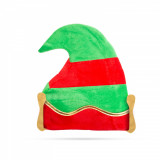 Căciulă de Elf - poliester - roșu / verde - 35 x 32 cm 58271