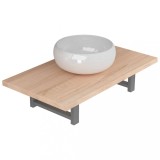 Cumpara ieftin Set mobilier de baie din doua piese, stejar, ceramica